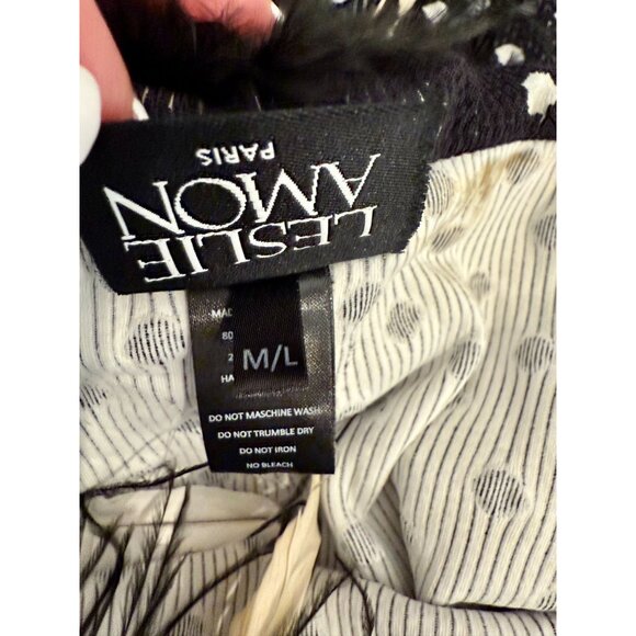 Leslie Amon Carioca Feather Trim Dot Mini Dress NWT - Size M/L - Picture 9 of 10